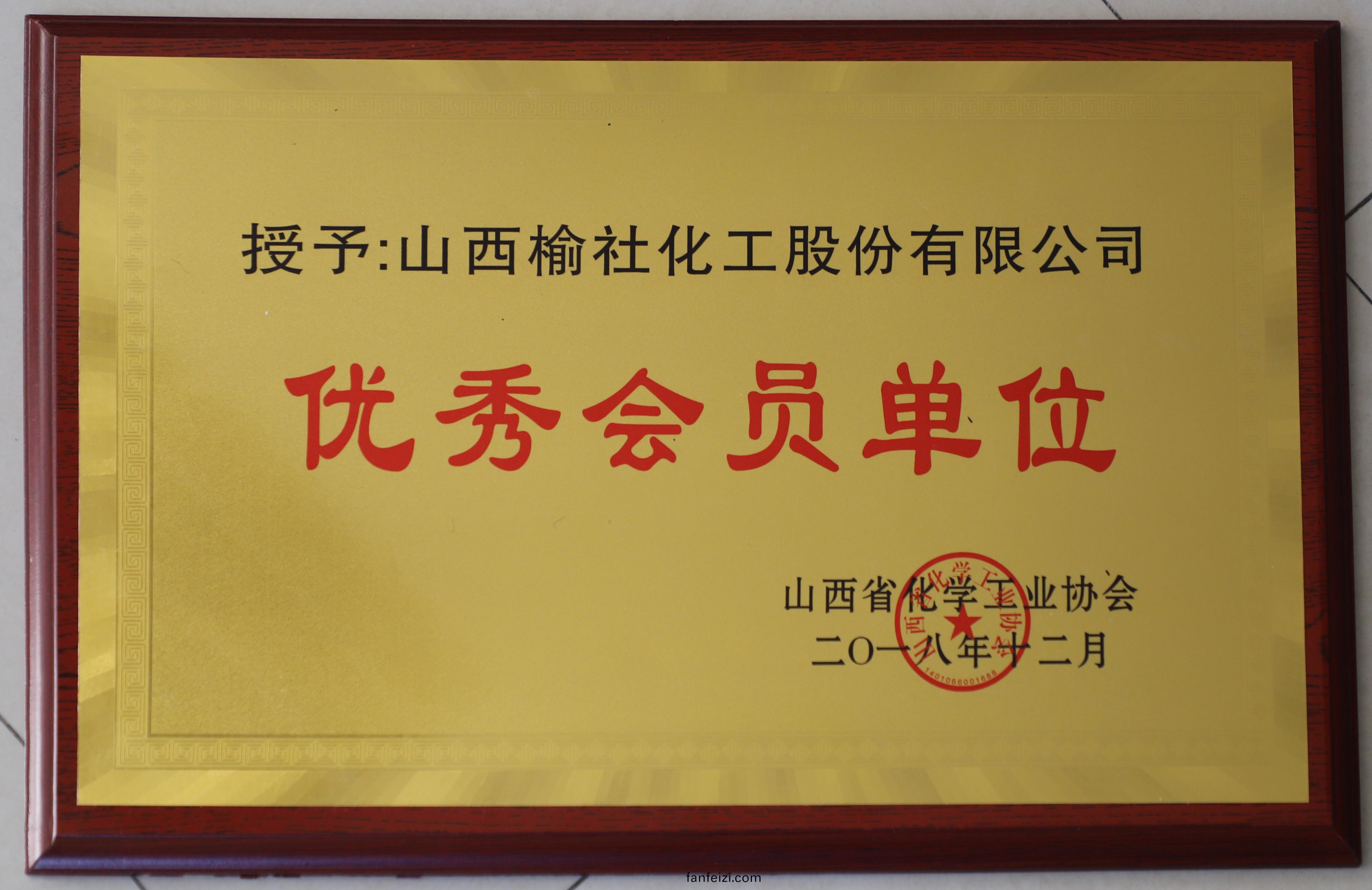2018年化學工(gong)業(ye)協(xie)會優(you)秀會(hui)員(yuan)單(dan)位(wei)